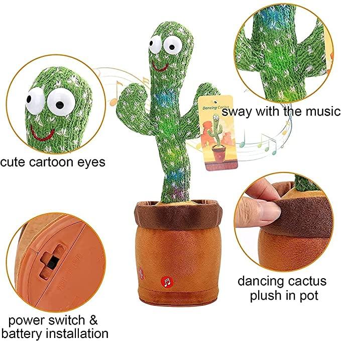 Wembley Toys Talking Cactus For Kids Dancing Cactus Toys Can Sing Wriggle & Singing Recording Repeat What You Say Funny Education Toys Playing Home Decor Items For Kids,Green